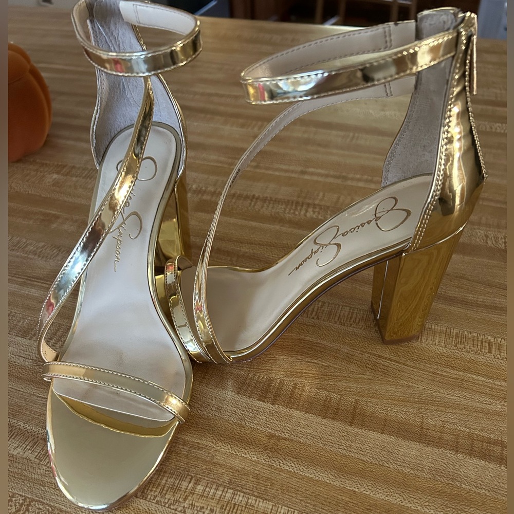 Jessica Simpson Metallic Gold Heels